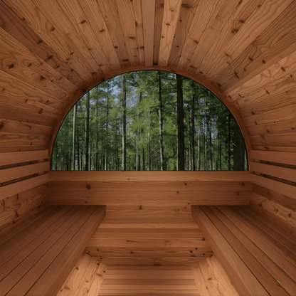 Thermo Wood Barrel Sauna with Window - Large (6 - 8 Person) Barrel Sauna | Finnmark Sauna