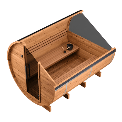 Thermo Wood Barrel Sauna with Window - Large (6 - 8 Person) Barrel Sauna | Finnmark Sauna