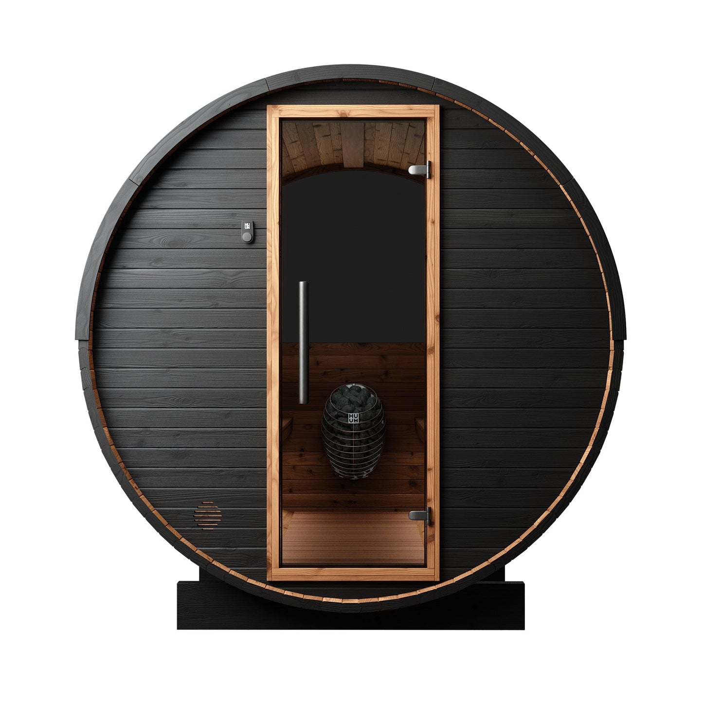 Large Wood Barrel Sauna with Window (6-8 Person) in Black