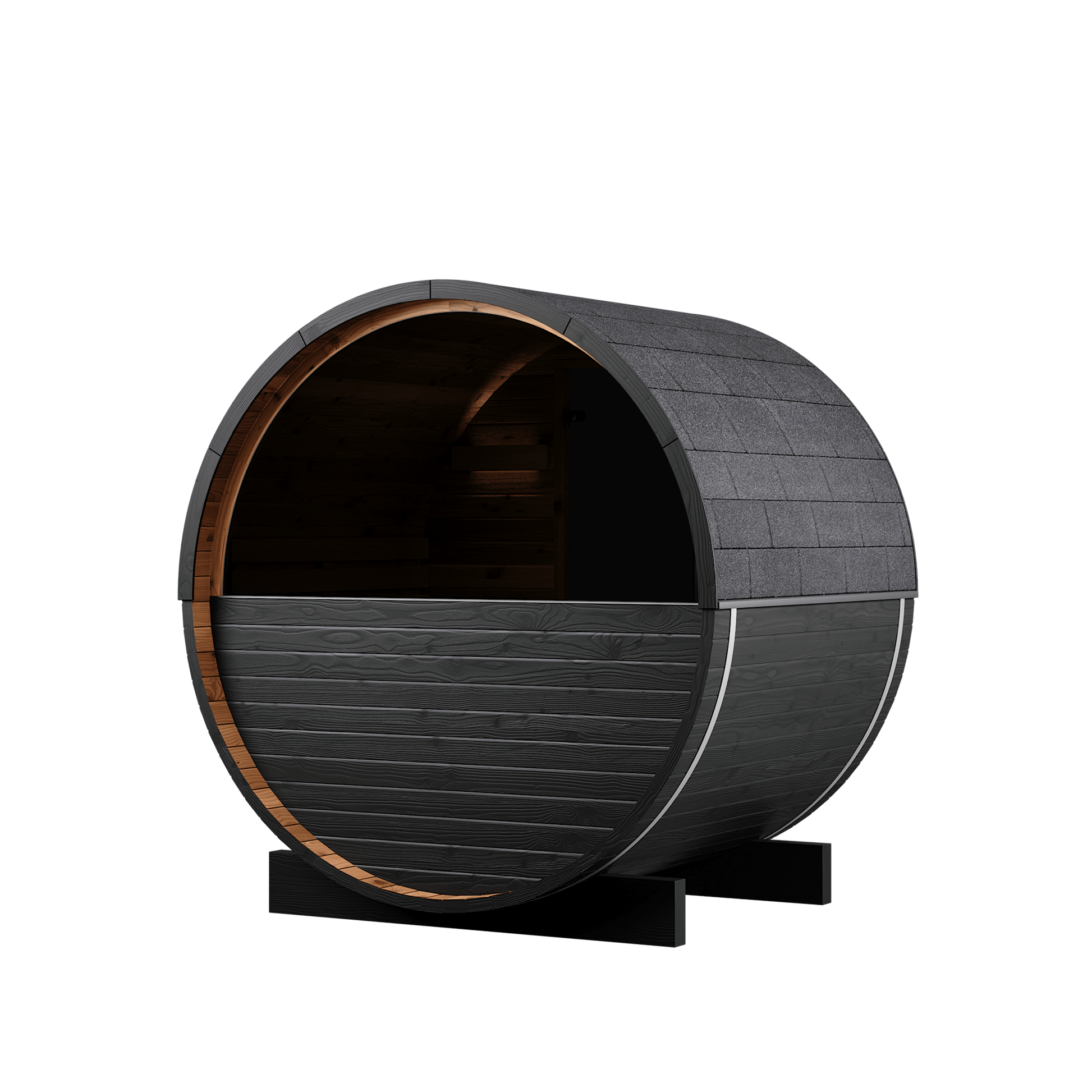 Micro Wood Barrel Sauna with Window (2 Person) in Black