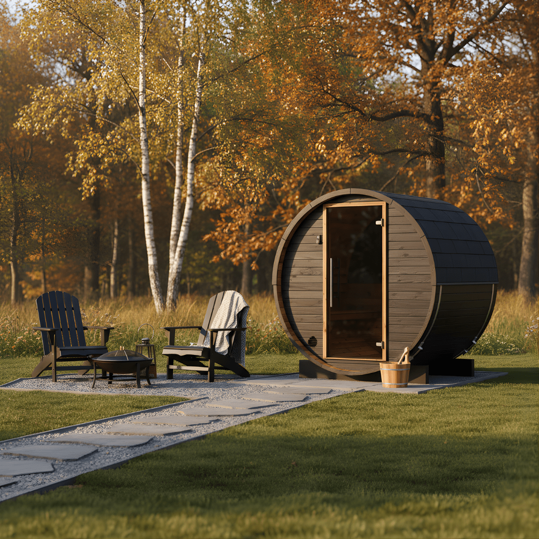 Micro Wood Barrel Sauna (2 Person) in Black