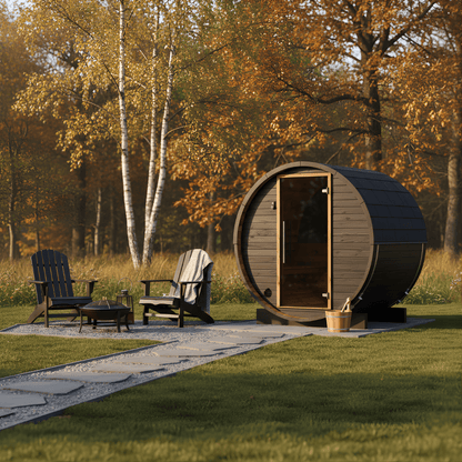 Micro Wood Barrel Sauna (2 Person) in Black