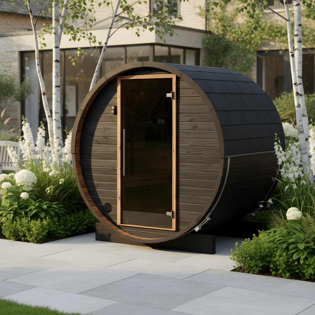 Micro Wood Barrel Sauna (2 Person) in Black