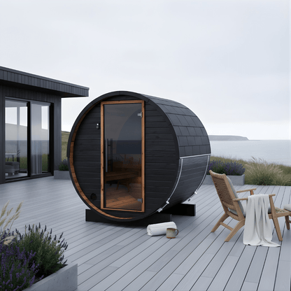 Micro Wood Barrel Sauna (2 Person) in Black