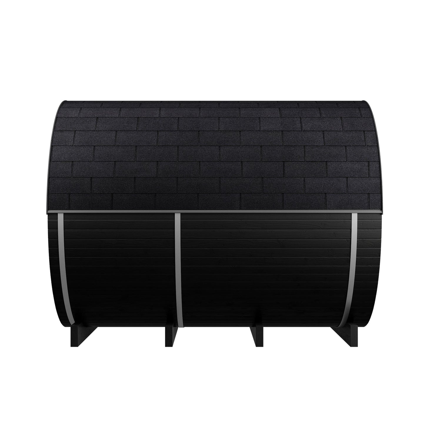 Wood Barrel Sauna with Window & Changing Room (2-4 Person) in Black