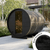 Regular Wood Barrel Sauna with Window & Changing Room (2-4 Person) in Black
