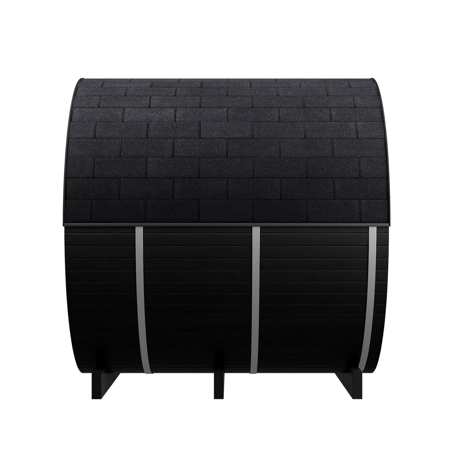 Wood Barrel Sauna with Relaxation Terrace (2-4 Person) in Black