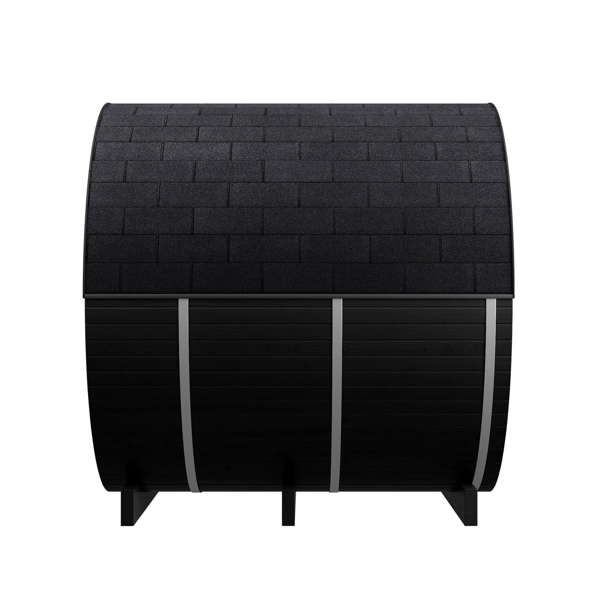 Wood Barrel Sauna with Relaxation Terrace (2-4 Person) in Black