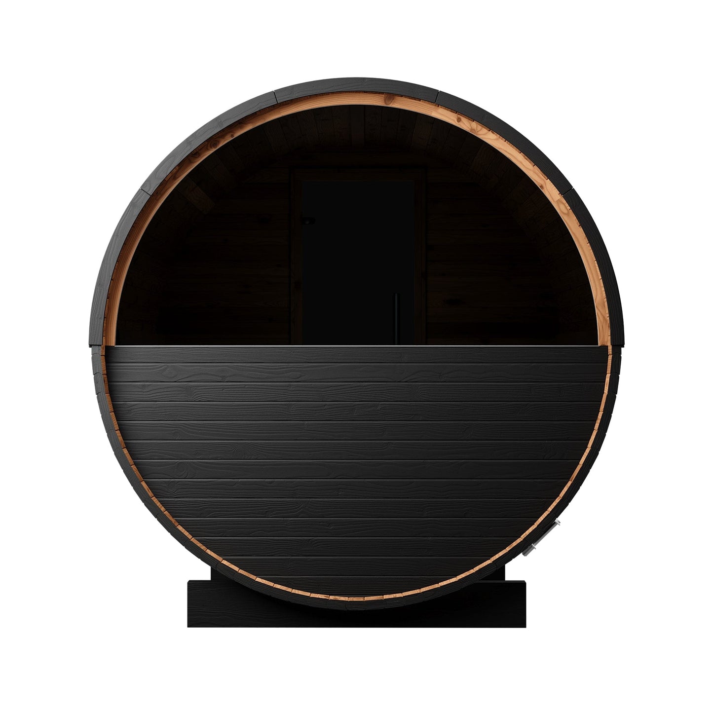 Wood Barrel Sauna with Window & Relaxation Terrace (2-4 Person) in Black