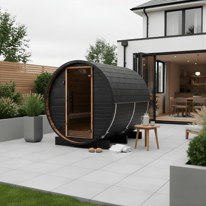 Small Wood Barrel Sauna (2-4 Person) in Black