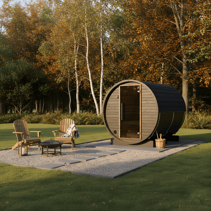 Small Wood Barrel Sauna (2-4 Person) in Black