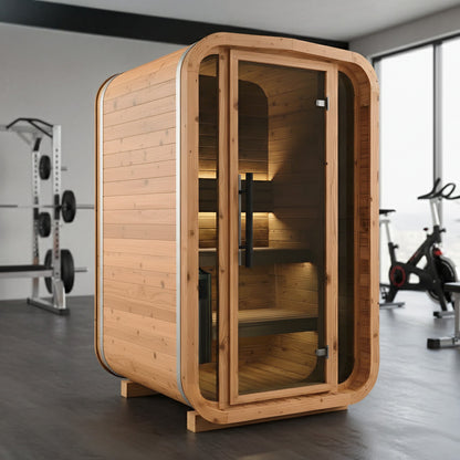 Thermo Wood Cube Indoor Sauna - Mini (2 Person) Barrel Sauna | Finnmark Sauna