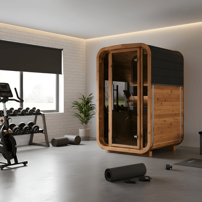 Thermo Wood Cube Indoor Sauna - Mini (2 Person) Barrel Sauna | Finnmark Sauna