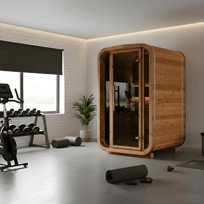 Thermo Wood Cube Indoor Sauna - Mini (2 Person) Barrel Sauna | Finnmark Sauna