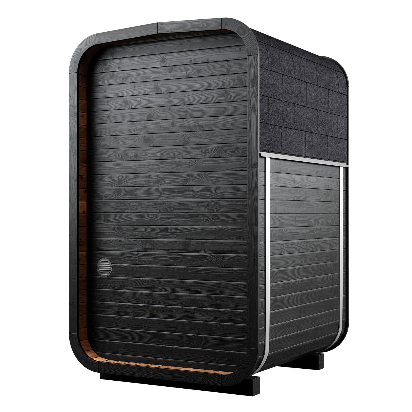 Thermo Wood Cube Sauna Black - Mini (2 Person) Barrel Sauna | Finnmark Sauna