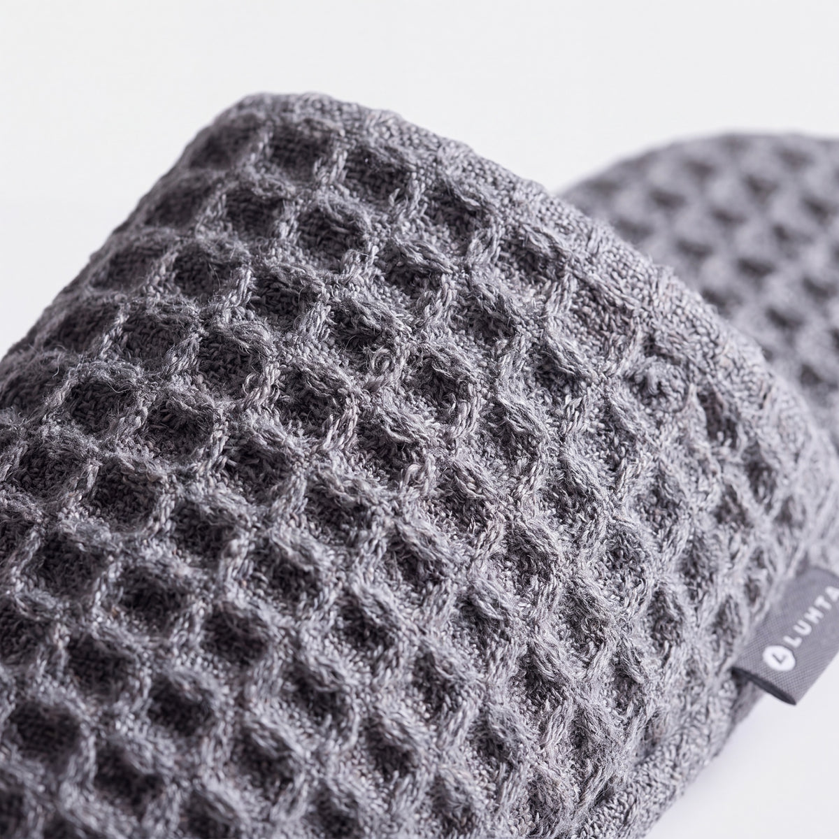 Luhta Pellava Sauna Slippers Grey - linen waffle texture
