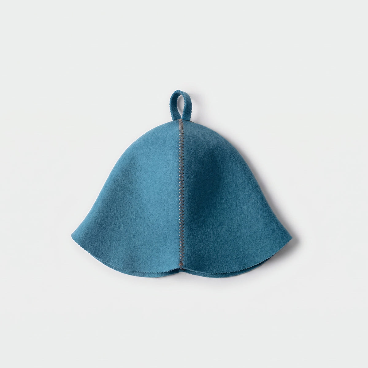 Traditional Lightweight Light Blue Felt Sauna Hat - flat lay
