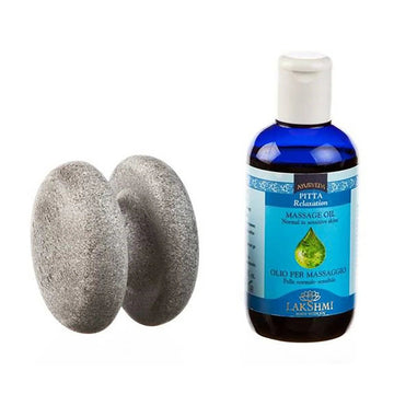 Finnish Soapstone Sauna Massage Stone & Massage Oil Set - Sauna Harmony Joy