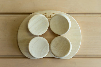 HaLu Abachi Round Wooden Sauna Headrest/Pillow Sauna Pillow | Finnmark Sauna