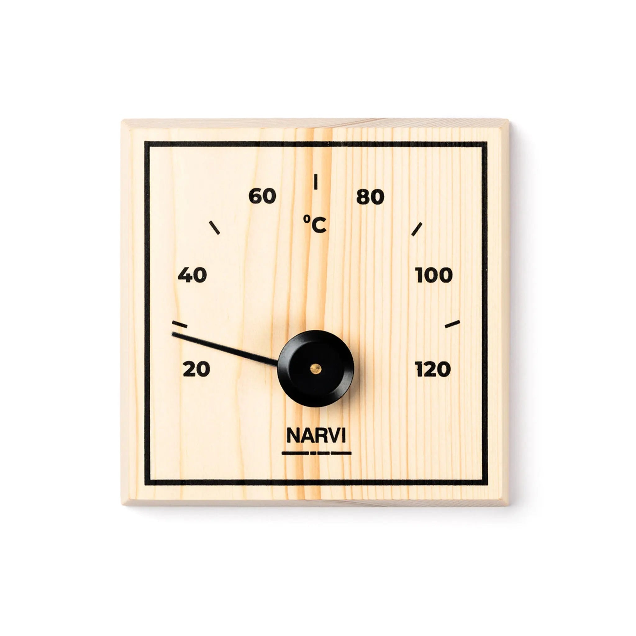 Narvi Square Pine Wood Thermometer Sauna Thermometer | Finnmark Sauna