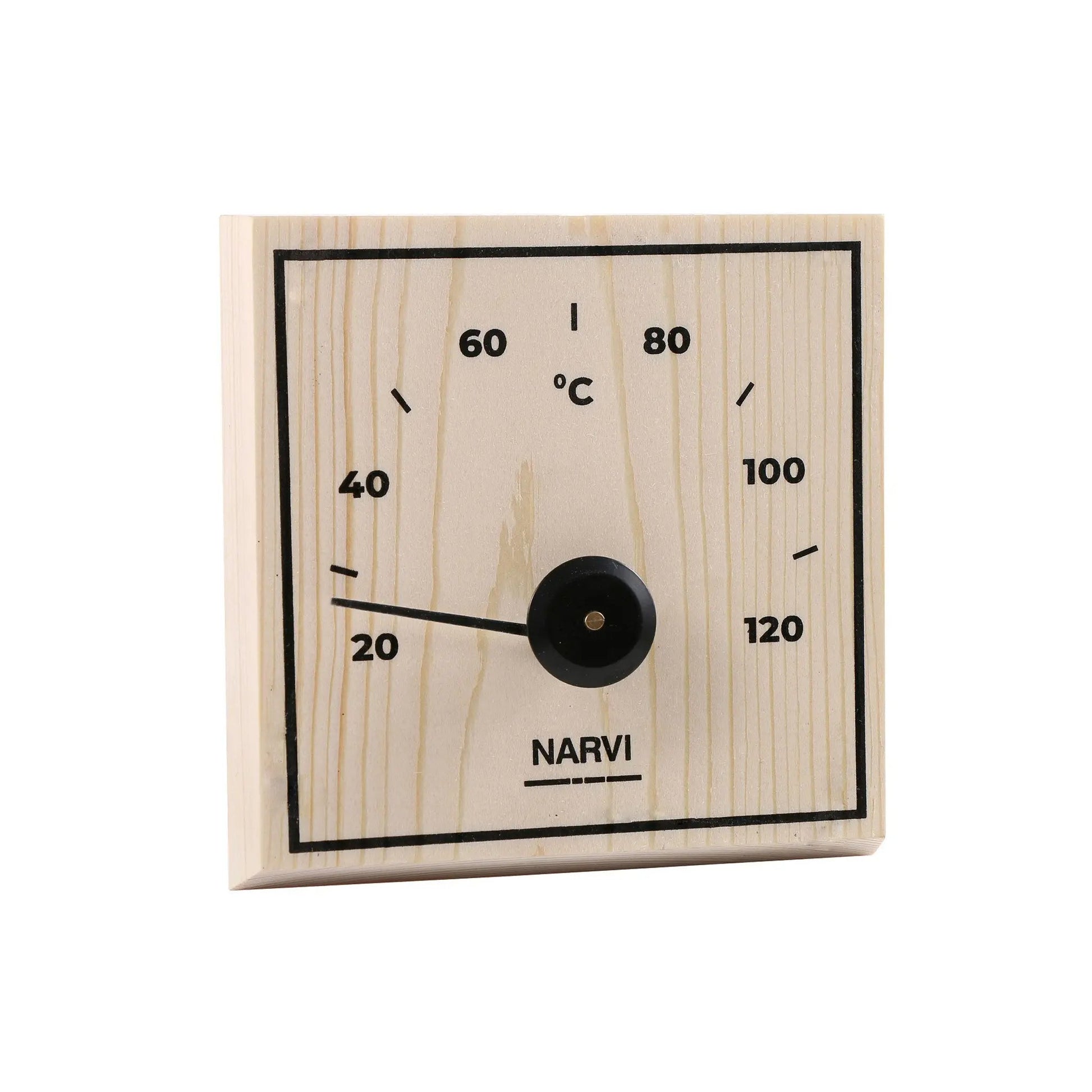 Narvi Square Pine Wood Thermometer Sauna Thermometer | Finnmark Sauna