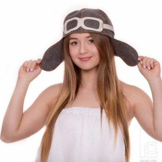 Novelty Pilot Sauna Hat 100% Wool Sauna Hat | Finnmark Sauna