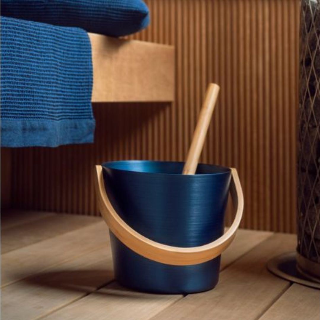 Rento 5 Litre Anodised Aluminium Sauna Bucket in Dark Blue Sauna Bucket/Pail | Finnmark Sauna