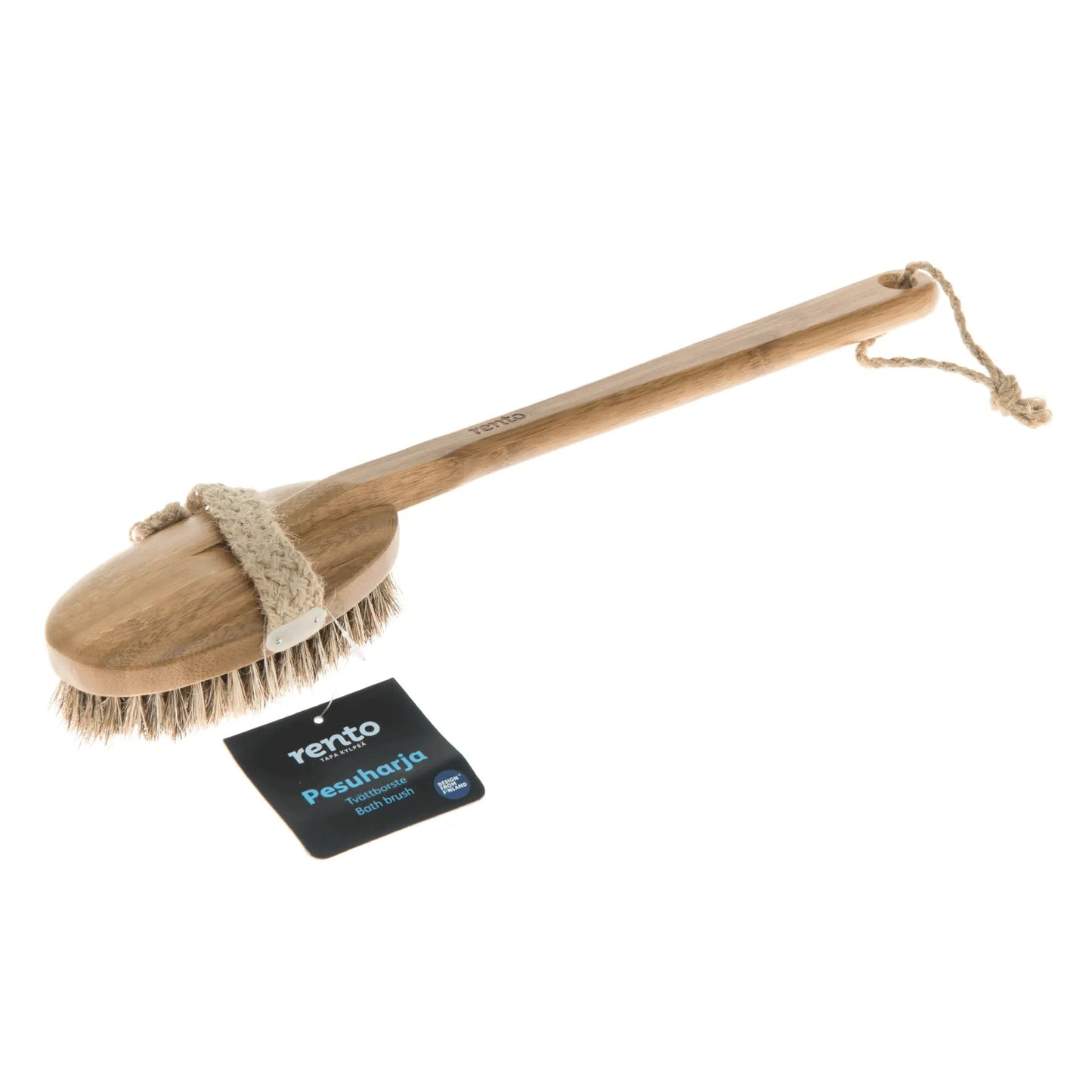 Rento Exfoliating Sauna Bath Brush Bamboo & Natural Hair Bath Brush | Finnmark Sauna