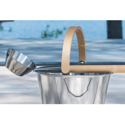 Rento x Harri Koskinen Glossy Steel Sauna Pail Sauna Bucket/Pail | Finnmark Sauna