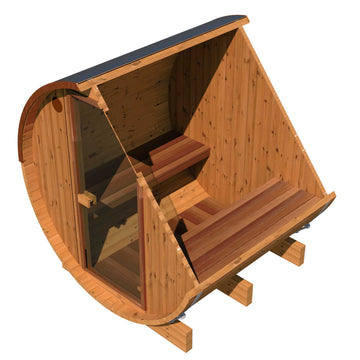 Thermo Wood Barrel Sauna - Small (L: 223 & ø: 194 cm)