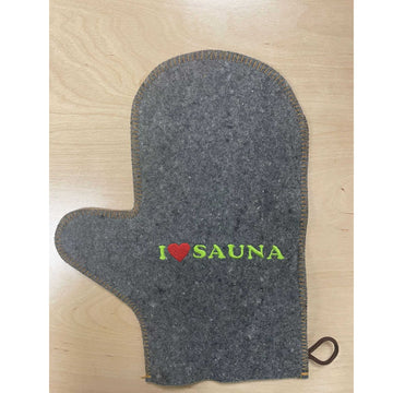 Traditional Grey 'I Love Sauna' Sauna Glove