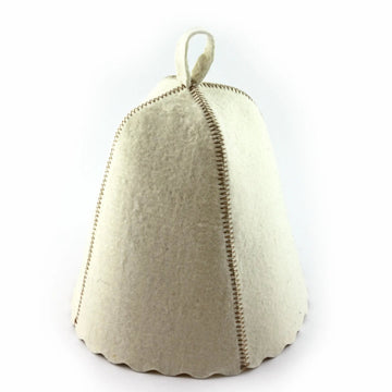 Traditional White Grey Sauna Hat (Wool)