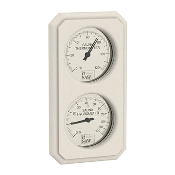 Vertical Box Style Sauna Thermometer & Hygrometer Aspen