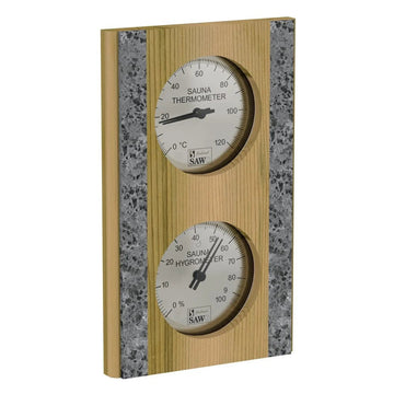 Vertical Sauna Thermometer & Hygrometer Cedar & Stone
